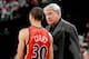 PORTLAND, OR - JANUARY 2: Stephen Curry #30 listens to head coach Don Nelson of the Golden State Warriors during the game against the Portland Trail Blazers on January 2, 2010 at the Rose Garden in Portland, Oregon. The Blazers won 105-85. NOTE TO USER