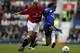 1 Dec 2001: Juan Veron of Man Utd battles with Mario Melchiot of Chelsea during the Manchester United v Chelsea FA Barclaycard Premiership match at Old Trafford, Manchester. DIGITAL IMAGE Mandatory Credit: Gary M. Prior/ALLSPORT