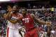 Oden, here battling Nene for post position, has made a difference for Miami in limited minutes.