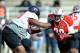 FAIRHOPE, AL - JANUARY 20: Dee Ford #30 of the South team works against Morgan Moses #78 during a Senior Bowl practice session at Fairhope Stadium on January 20, 2014 in Fairhope, Alabama. (Photo by Stacy Revere/Getty Images)