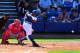 Feb 28, 2014; Port St. Lucie, FL, USA; New York Mets right fielder Curtis Granderson (3) bats against the Washington Nationals in spring training action at Tradition Stadium. Mandatory Credit: Brad Barr-USA TODAY Sports