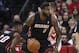 Mar 4, 2014; Houston, TX, USA; Miami Heat small forward LeBron James (6) controls the ball during the first quarter against the Houston Rockets at Toyota Center. Mandatory Credit: Troy Taormina-USA TODAY Sports