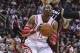 Mar 4, 2014; Houston, TX, USA; Houston Rockets center Dwight Howard (12) drives to the basket during the second quarter as Miami Heat power forward Chris Andersen (11) defends at Toyota Center. Mandatory Credit: Troy Taormina-USA TODAY Sports
