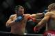 May 19, 2012; San Jose, CA, USA; Gesias Cavalcante (right) fights Isaac Vallie-Flagg (left) during the lightweight bout of the Strikeforce World Grand Prix at HP Pavilion. Mandatory Credit: Kyle Terada-USA TODAY Sports