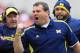 Brady Hoke getting fired up during a game last season.
