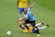BELO HORIZONTE, BRAZIL - JUNE 26: Egidio Arevalo Rios of Uruguay competes with Neymar of Brazil during the FIFA Confederations Cup Brazil 2013 Semi Final match between Brazil and Uruguay at Governador Magalhaes Pinto Estadio Mineirao on June 26, 2013 in