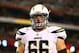 Aug. 24, 2013; Glendale, AZ, USA: San Diego Chargers guard Jeromey Clary (66) against the Arizona Cardinals during a preseason game at University of Phoenix Stadium. Mandatory Credit: Mark J. Rebilas-USA TODAY Sports