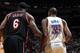MIAMI, FL - JANUARY 29: LeBron James #6 of the Miami Heat defends his position against Kevin Durant #35 of the Oklahoma City Thunder at the American Airlines Arena in Miami, Florida on Jan. 29, 2014. NOTE TO USER: User expressly acknowledges and agrees th