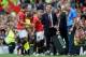 MANCHESTER, ENGLAND - SEPTEMBER 14: David Moyes manager of Manchester United shakes hands with Robin van Persie as he is replaced by Javier Hernandez of Manchester United during the Barclays Premier League match between Manchester United and Crystal Pala