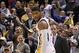 Mar 4, 2014; Indianapolis, IN, USA; Indiana Pacers forward Paul George (24) reacts to scoring late in the game against the Golden State Warriors at Bankers Life Fieldhouse. Golden State defeats Indiana 98-96. Mandatory Credit: Brian Spurlock-USA TODAY Spo