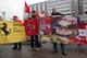 Fans show their support outside the French hospital where Schumacher is being treated.