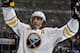 TORONTO , ON - JANUARY 15: Matt Moulson #26 of the Buffalo Sabres celebrates his goal against the Toronto Maple Leafs during NHL game action January 15, 2014 at the Air Canada Centre in Toronto, Ontario, Canada. (Photo by Graig Abel/NHLI via Getty Images)