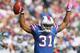 ORCHARD PARK, NY - OCTOBER 09: Jairus Byrd #31 of the Buffalo Bills celebrates recovering a fumble in the third quarter against th Philadelphia Eagles at Ralph Wilson Stadium on October 9, 2011 in Orchard Park, New York. Buffalo won 31-24. (Photo by Ri