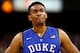 WINSTON-SALEM, NC - MARCH 05: Jabari Parker #1 of the Duke Blue Devils watches on during their game against the Wake Forest Demon Deacons at Joel Coliseum on March 5, 2014 in Winston-Salem, North Carolina. (Photo by Streeter Lecka/Getty Images)