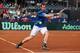 SAN DIEGO, CA - FEBRUARY 02: Andy Murray of Great Britain runs in to play a backhand against Sam Querrey of the United States during day three of the Davis Cup World Group first round between the U.S. and Great Britain at PETCO Park on February 2, 2014