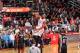 HOUSTON, TX - MARCH 4: Dwight Howard #12 of the Houston Rockets dunks against the Miami Heat at the Toyota Center March 4, 2014 in Houston, Texas. NOTE TO USER: User expressly acknowledges and agrees that, by downloading and or using this photograph, User