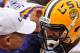 LSU head coach Les Miles (left) and QB Anthony Jennings