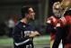 Matt LaFleur works with his quarterbacks.