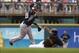 Feb 26, 2014; Bradenton, FL, USA; New York Yankees second baseman Yangervis Solarte (89) forces out Pittsburgh Pirates first baseman Gaby Sanchez (17) and throws the ball to first for a double play during the third inning at McKechnie Field. Mandatory Cre
