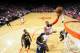 HOUSTON, TX - MARCH 7: Dwight Howard #12 of the Houston Rockets shoots against the Indiana Pacers on March 7, 2014 at the Toyota Center in Houston, Texas. NOTE TO USER: User expressly acknowledges and agrees that, by downloading and or using this photogr