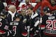 Dec 20, 2013; Raleigh, NC, USA; Carolina Hurricanes coach Kirk Muller talks to his players during the third period against the Washington Capitals at PNC Arena. The Capitals won 4-2. Mandatory Credit: James Guillory-USA TODAY Sports