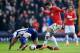 WEST BROMWICH, ENGLAND - MARCH 08: Robin van Persie of Manchester United battles with Liam Ridgewell of West Bromwich Albion during the Barclays Premier League match between West Bromwich Albion and Manchester United at The Hawthorns on March 8, 2014 in