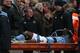 MANCHESTER, ENGLAND - OCTOBER 27: Micah Richards of Manchester City is stretchered off with an injury during the Barclays Premier League match between Manchester City and Swansea City at the Etihad Stadium on October 27, 2012 in Manchester, England. (P