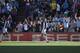 VALLADOLID, SPAIN - MARCH 08: Fausto Rossi of Real Valladoldo CF celebrates after scoring his team's opening goal during the La Liga match between Real Valladolid CF and FC Barcelona at estadio Nuevo Jose Zorillo on March 8, 2014 in Valladolid, Spain. (