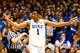 DURHAM, NC - MARCH 08: Jabari Parker #1 of the Duke Blue Devils reacts after a play during their game against the North Carolina Tar Heels at Cameron Indoor Stadium on March 8, 2014 in Durham, North Carolina. (Photo by Streeter Lecka/Getty Images)