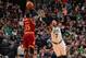 BOSTON, MA - DECEMBER 28: Jared Sullinger #7 of the Boston Celtics tries to block the shot against Anthony Bennett #15 of the Cleveland Cavaliers on December 28, 2013 at the TD Garden in Boston, Massachusetts. NOTE TO USER: User expressly acknowledges an
