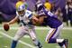 MINNEAPOLIS, MN - DECEMBER 29: Matthew Stafford #9 of the Detroit Lions gets sacked by Everson Griffen #97 of the Minnesota Vikings on December 29, 2013 at Mall of America Field at the Hubert H. Humphrey Metrodome in Minneapolis, Minnesota. (Photo by Ada