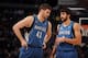 DENVER, CO - March 3: Kevin Love #42 and Ricky Rubio #9 of the Minnesota Timberwolves talk during the game against the Denver Nuggets on March 3, 2014 at the Pepsi Center in Denver, Colorado. NOTE TO USER: User expressly acknowledges and agrees that, by d