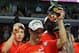 Mar 17, 2013; Chicago, IL, USA; Ohio State Buckeyes guard Aaron Craft holds up the tournament MVP trophy after the championship game of the Big Ten tournament against the Wisconsin Badgers at the United Center. Ohio State won 50-43. Mandatory Credit: Denn