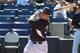 McCann in a 2014 spring training at-bat; March 1