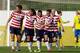 Alex Morgan, 2nd left, of the US, celebrates after scoring a goal against Sweden during their Algarve Cup women's soccer match Monday, March 11, 2013, in Lagos, southern Portugal. (AP Photo/Armando Franca)