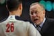 CHICAGO, IL - JANUARY 27: Head coach Rick Adelman of the Minnesota Timberwolves has words with referee Pat Fraher #26 during a game against the Chicago Bulls at the United Center on January 27, 2014 in Chicago, Illinois. The Timberwolves defeated the Bull