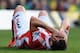 NORWICH, ENGLAND - MARCH 08: Erik Pieters of Stoke City looks on after a clash during the Barclays Premier League match between Norwich City and Stoke City at Carrow Road on March 8, 2014 in Norwich, England. (Photo by Matthew Lewis/Getty Images)