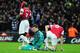 LONDON, ENGLAND - FEBRUARY 27: Goalkeeper Wojciech Szczesny (C) of Arsenal and Laurent Koscielny react after a defensive mistake leading to the Birmingham City winning goal during the Carling Cup Final between Arsenal and Birmingham City at Wembley Stadi