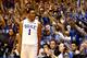 DURHAM, NC - MARCH 08: Jabari Parker #1 of the Duke Blue Devils reacts after making a basket during their game against the North Carolina Tar Heels at Cameron Indoor Stadium on March 8, 2014 in Durham, North Carolina. (Photo by Streeter Lecka/Getty Imag