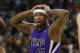 Mar 7, 2014; Toronto, Ontario, CAN; Sacramento Kings center DeMarcus Cousins (15) reacts to a call during the first half against the Toronto Raptors at Air Canada Centre. Mandatory Credit: John E. Sokolowski-USA TODAY Sports