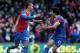 LONDON, ENGLAND - FEBUARY 08: Marouane Chamakh (L) of Palace celebrates with Mile Jidnak after scoring their third goal of the game with team mate Mile Jedinak during the Barclays Premier League match between Crystal Palace and West Bromwich Albion at Sel