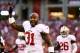 Dec 29, 2013; Phoenix, AZ, USA; San Francisco 49ers safety Donte Whitner (31) reacts against the Arizona Cardinals at University of Phoenix Stadium. Mandatory Credit: Mark J. Rebilas-USA TODAY Sports