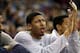 Mar 3, 2014; Sacramento, CA, USA; New Orleans Pelicans power forward Anthony Davis (23) claps on his teammates from the bench against the Sacramento Kings during the second quarter at Sleep Train Arena. Mandatory Credit: Kelley L Cox-USA TODAY Sports