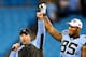 CHARLOTTE, NC - DECEMBER 28: Head coach Larry Fedora of the North Carolina Tar Heels celebrates with Eric Ebron #85 after defeating the Cincinnati Bearcats 39-17 at Bank of America Stadium on December 28, 2013 in Charlotte, North Carolina. (Photo by Str