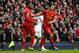 LIVERPOOL, ENGLAND - FEBRUARY 23: Daniel Sturridge (L) of Liverpool celebrates scoring his team's third goal with Luis Suarez during the Barclays Premier League match between Liverpool and Swansea City at Anfield on February 23, 2014 in Liverpool, Englan