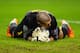 MANCHESTER, ENGLAND - FEBRUARY 18: Victor Valdes of Barcelona makes a save during the UEFA Champions League Round of 16 first leg match between Manchester City and Barcelona at the Etihad Stadium on February 18, 2014 in Manchester, England. (Photo by L