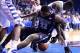Feb 3, 2014; Rosemont, IL, USA; Georgetown Hoyas center Moses Ayegba (32) and DePaul Blue Demons guard Charles McKinney (32) attempt to get a loose ball during the second half at Allstate Arena. Georgetown defeats DePaul 71-59. Mandatory Credit: Mike DiNo