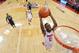 COLUMBUS, OH - MARCH 9: Sam Thompson #12 of the Ohio State Buckeyes glides in all alone for a slam dunk in the second half against the Michigan State Spartans on March 9, 2014 at Value City Arena in Columbus, Ohio. Ohio State defeated Michigan State 69-