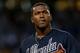 LOS ANGELES, CA - OCTOBER 06: Julio Teheran #49 of the Atlanta Braves reacts as he is pulled in the third inning against the Los Angeles Dodgers during Game Three of the National League Division Series at Dodger Stadium on October 6, 2013 in Los Angeles,