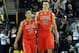 EUGENE, OR - MARCH 8: Nick Johnson #13 and Kaleb Tarczewski #35 of the Arizona Wildcats walk off the court during the second half of the game against the Oregon Ducks at Matthew Knight Arena on March 8, 2014 in Eugene, Oregon. Oregon won the game 64-57. (